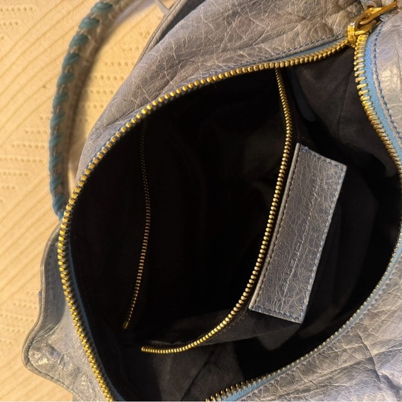 Balenciaga GGH Brief Bag Light Blue Handbag with Gold Accents - Picture 12 of 15